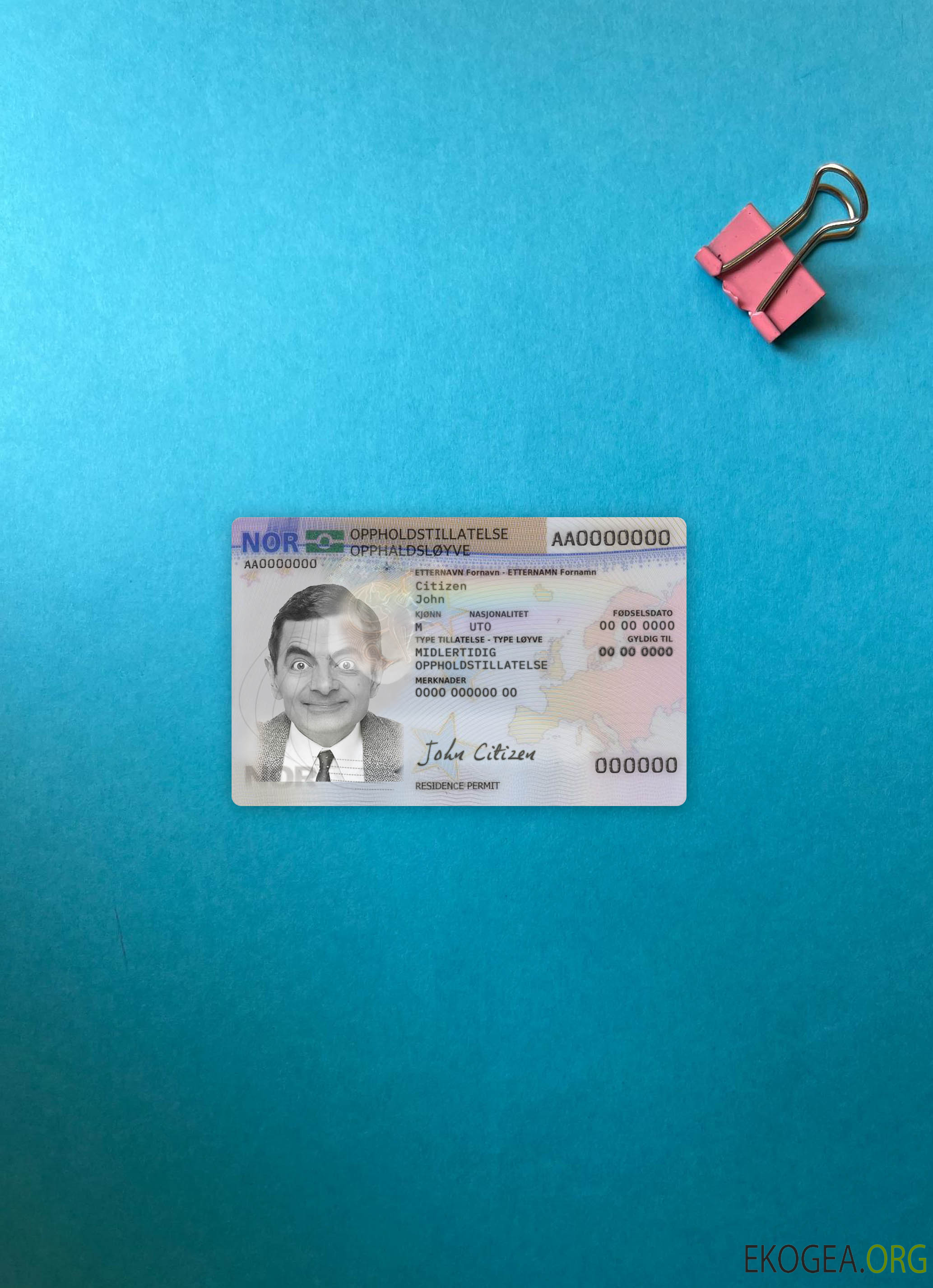 Photolook de la carte de séjour en Norvège recto